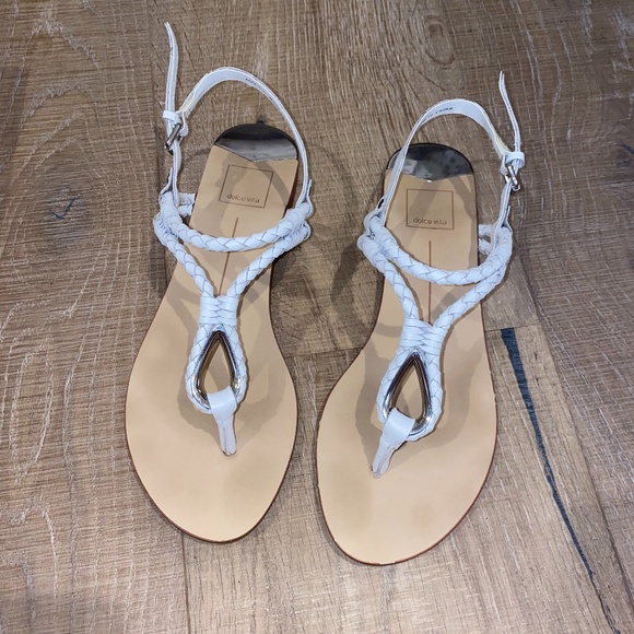 DOLCE VITA DIXIN WHITE LEATHER SANDALS - Picture 2 of 6